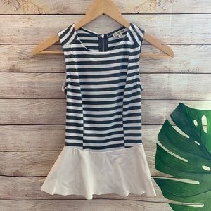 Lily White Striped Peplum Top sz XS